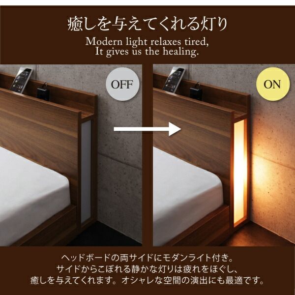 スーパSALE10倍＆4時間限定10％OFF スリムモダンライト付きフロアベッド スタンダードボンネルコイル マットレス付き シングル