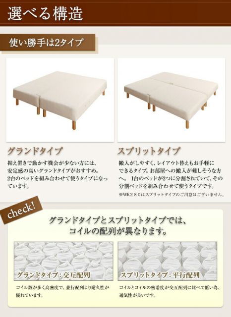 スーパSALE10倍＆4時間限定10％OFF 日本製ポケットコイルマットレスベッド マットレスベッド スプリットタイプ キング 脚7cm