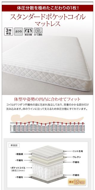 スーパSALE10倍＆4時間限定10％OFF 大型モダンフロアベッド スタンダードポケットコイルマットレス付き ワイドK260(SD+D)