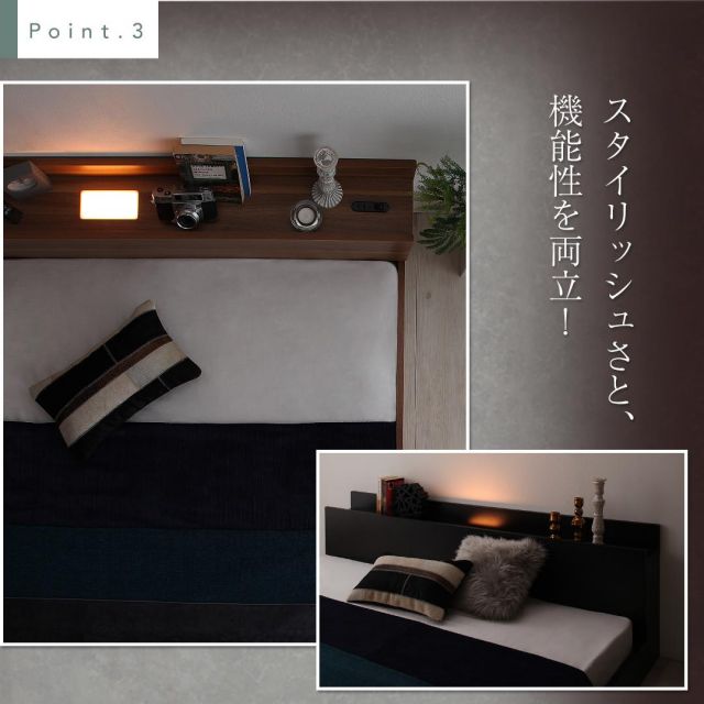 スーパSALE10倍＆4時間限定10％OFF 大型モダンフロアベッド プレミアムポケットコイルマットレス付き シングル