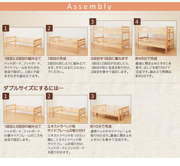 スーパSALE10倍＆4時間限定10％OFF ダブルサイズになる・添い寝ができる二段ベッド 専用別売品 60cm棚