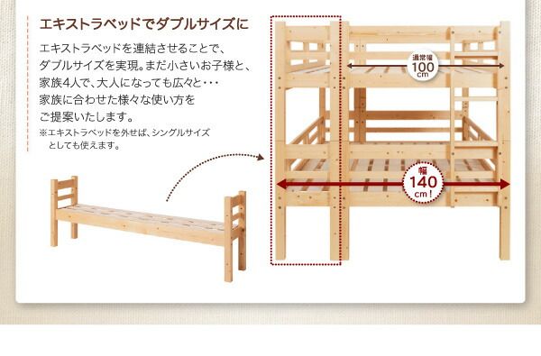 スーパSALE10倍＆4時間限定10％OFF ダブルサイズになる・添い寝ができる二段ベッド 専用別売品 60cm棚