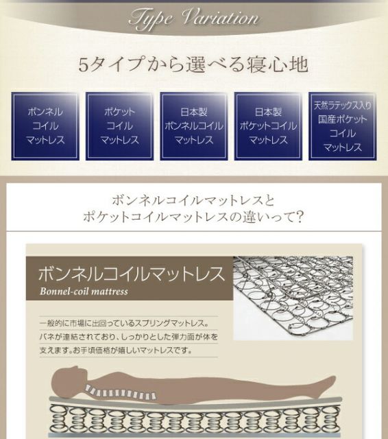 スーパSALE10倍＆4時間限定10％OFF 家族で寝られるホテル風モダンデザインベッド 国産ボンネルコイルマットレス付き シングル
