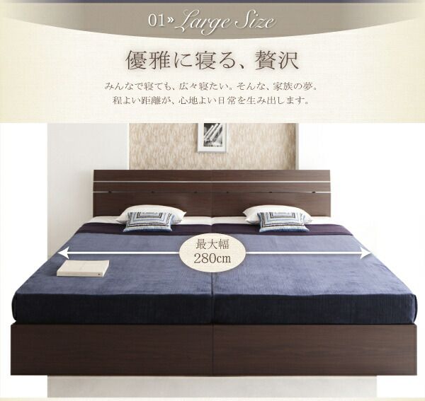 スーパSALE10倍＆4時間限定10％OFF 家族で寝られるホテル風モダンデザインベッド 国産ボンネルコイルマットレス付き セミダブル