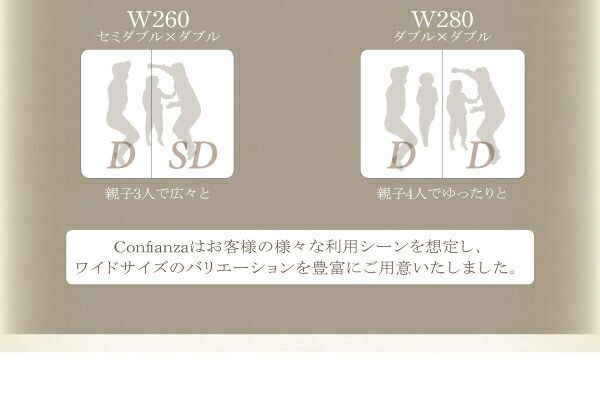スーパSALE10倍＆4時間限定10％OFF 家族で寝られるホテル風モダンデザインベッド 国産ポケットコイルマットレス付き ワイドK260(SD+D)