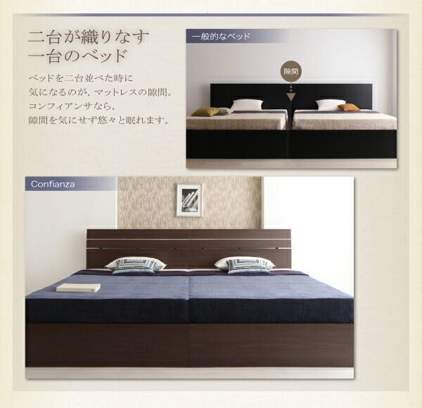 スーパSALE10倍＆4時間限定10％OFF 家族で寝られるホテル風モダンデザインベッド 国産ポケットコイルマットレス付き ワイドK280