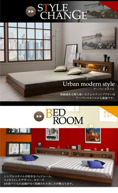 スーパSALE10倍＆4時間限定10％OFF LEDライト・コンセント付きフロアベッド 国産カバーポケットコイルマットレス付き セミダブル