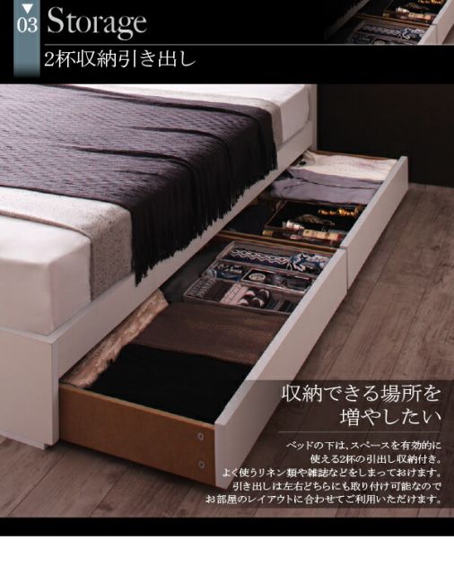 LEDライト・コンセント付き収納ベッド プレミアムボンネルコイル マットレス付き シングル