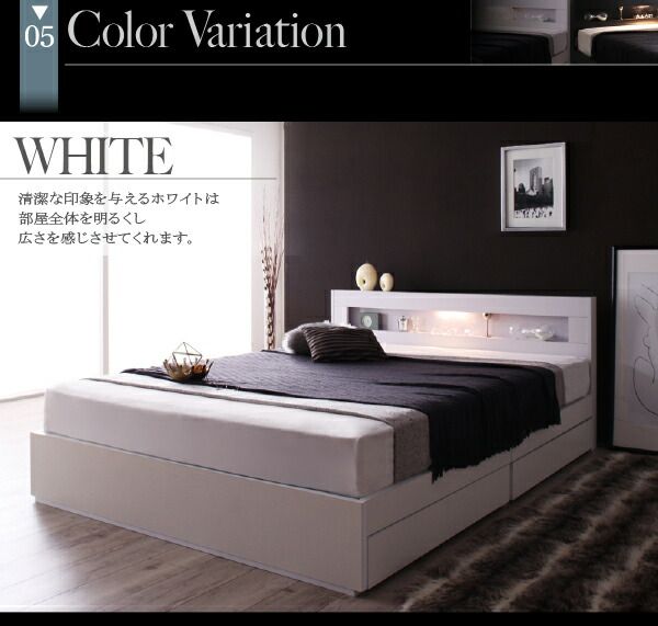 スーパSALE10倍＆4時間限定10％OFF LEDライト・コンセント付き収納ベッド マルチラススーパースプリング マットレス付き セミダブル