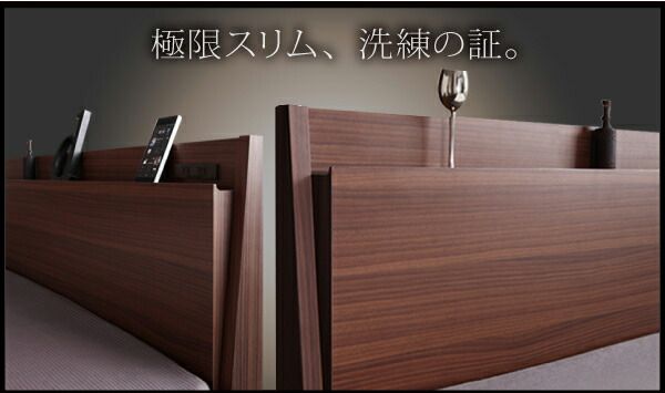 スーパSALE10倍＆4時間限定10％OFF 棚・コンセント付きスリムデザイン収納ベッド ゼルトスプリングマットレス付き シングル