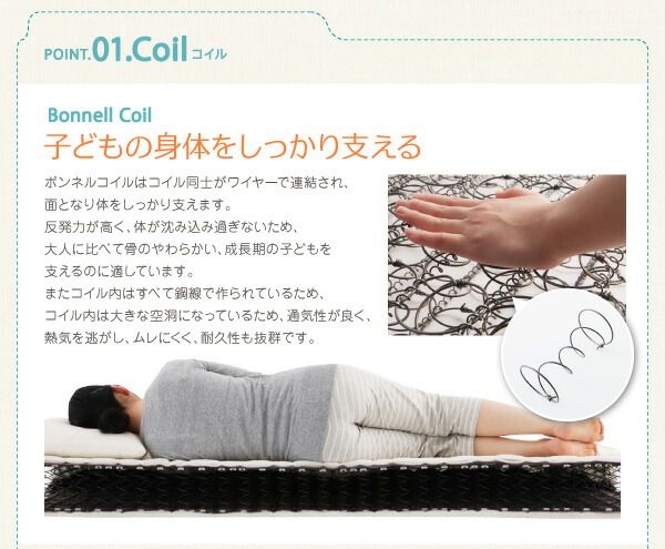 スーパSALE10倍＆4時間限定10％OFF MITAS寝具SELECT 子どもの睡眠環境を考えた 安眠マットレス 薄型・軽量・高通気 ジュニア ボンネルコイル シングル レギュラー丈