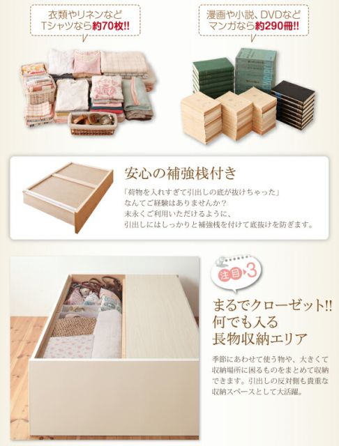 スーパSALE10倍＆4時間限定10％OFF お客様組立 日本製_ヘッドレス大容量コンパクトチェストベッド 薄型プレミアムポケットコイルマットレス付き シングル ショート丈
