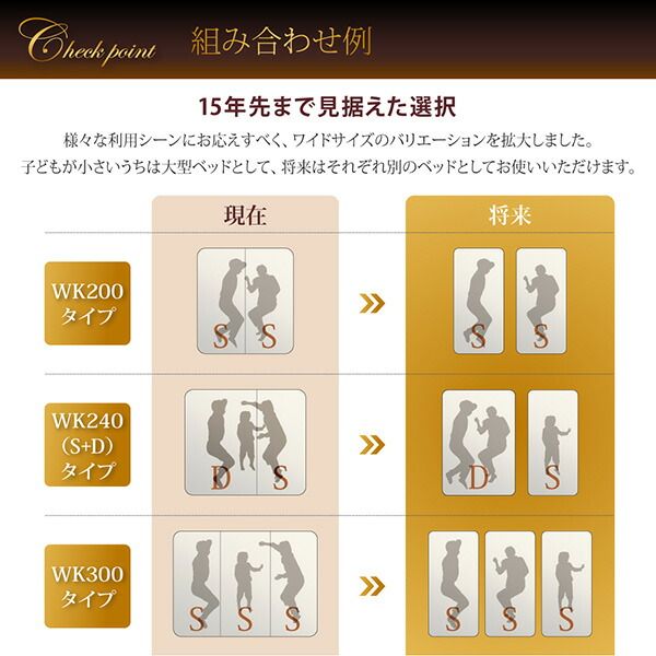 スーパSALE10倍＆4時間限定10％OFF 家族で一緒に過ごす棚・ライト・コンセント付きファミリーローベッド 最高級国産ナノポケットコイルマットレス付き ワイドK220