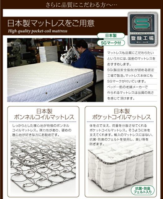 スーパSALE10倍＆4時間限定10％OFF フラップ棚・照明・コンセントつき多機能ベッド  ボンネルコイルマットレス付き セミダブル