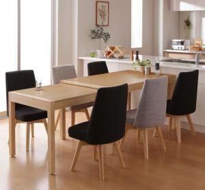 スーパSALE10倍＆4時間限定10％OFF スライド伸縮テーブルダイニング 6人 7点セット(テーブル+チェア6脚) W135-235