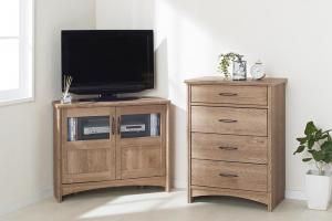 スーパSALE10倍＆4時間限定10％OFF リビング収納 チェスト キャビネット タンス テレビ台 オーク調リビング収納シリーズ 2点セット(コーナーテレビボード+チェスト)
