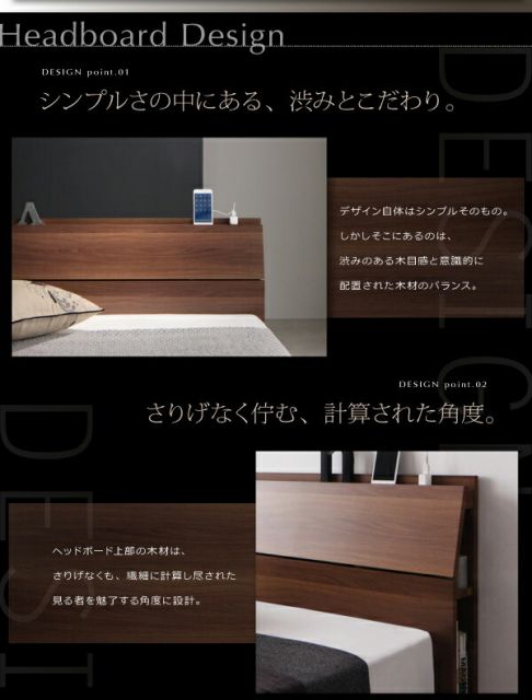 スーパSALE10倍＆4時間限定10％OFF 棚・コンセント付きモダンデザインローベッド 国産カバーポケットコイルマットレス付き ダブル