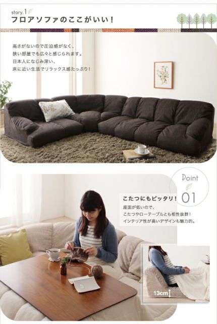 スーパSALE10倍＆4時間限定10％OFF フロアソファ フロアコーナーソファ ロータイプ 右コーナータイプ 1P+2P+コーナー