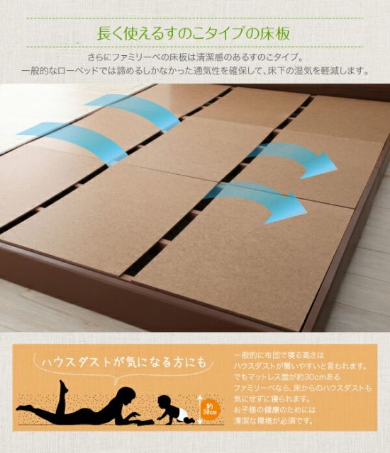 スーパSALE10倍＆4時間限定10％OFF 親子で寝られる棚・コンセント付き安全連結ベッド 国産ボンネルコイルマットレス付き ワイドK240(SD×2)