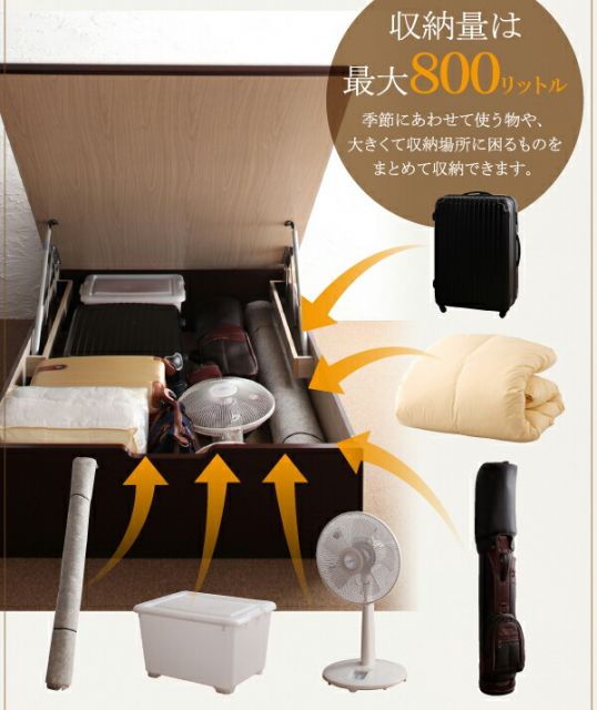 スーパSALE10倍＆4時間限定10％OFF お客様組立 美草・日本製_大容量畳跳ね上げベッド シングル 深さグランド