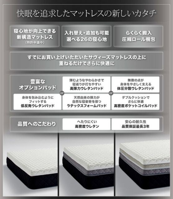 スーパSALE10倍＆4時間限定10％OFF MITAS寝具SELECT 敷き布団 マットレス 寝心地が進化する ボディーコンフォート スタックマットレス オプション 専用オプション LT ラテックスフォームパッド クイーン