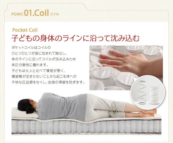 スーパSALE10倍＆4時間限定10％OFF MITAS寝具SELECT 子どもの睡眠環境を考えた 日本製 安眠 マットレス 抗菌・薄型・軽量 ジュニア 国産ポケットコイル シングル レギュラー丈