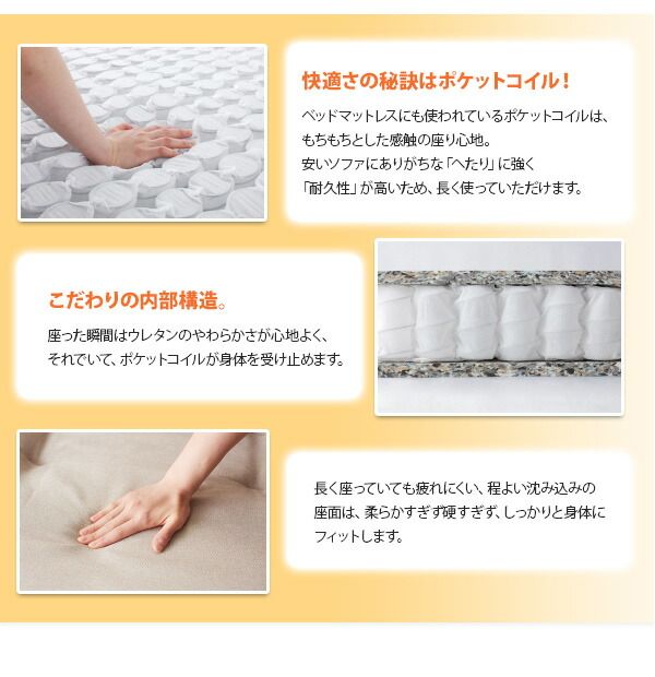 スーパSALE10倍＆4時間限定10％OFF カウチソファ ハイバックコイルソファ　ファブリック ソファ2点セット 1P×2