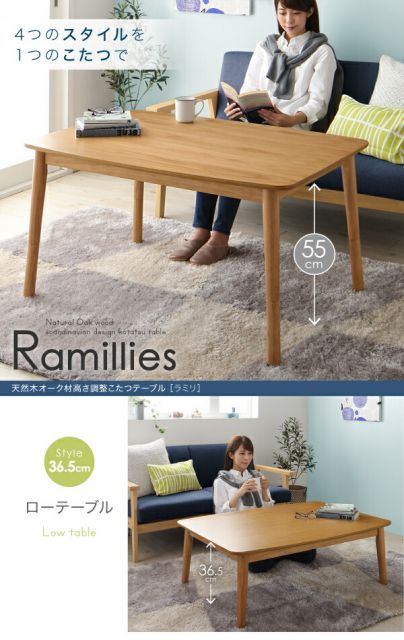 スーパSALE10倍＆4時間限定10％OFF こたつテーブル 北欧デザイン高さ調整こたつテーブル 4尺長方形(80×120cm)