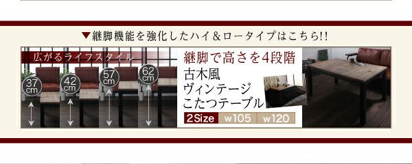 スーパSALE10倍＆4時間限定10％OFF こたつテーブル 古木風ヴィンテージデザインこたつテーブル 長方形(75×105cm)