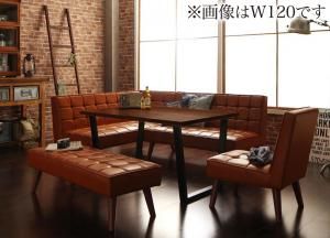 スーパSALE10倍＆4時間限定10％OFF アメリカンヴィンテージ リビングダイニングセット 6人 5点セット(テーブル+ソファ1脚+アームソファ1脚+チェア1脚+ベンチ1脚) 左アーム W150