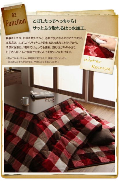スーパSALE10倍＆4時間限定10％OFF こたつ こたつ布団 おしゃれ チェック柄はっ水こたつ布団 こたつ用掛け布団単品 4尺長方形(80×120cm)天板対応