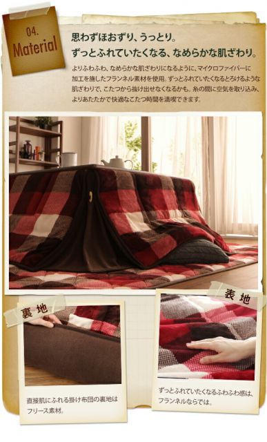 スーパSALE10倍＆4時間限定10％OFF こたつ布団セット チェック柄はっ水省スペースこたつ布団 掛布団&敷布団2点セット 正方形(75×75cm)天板対応