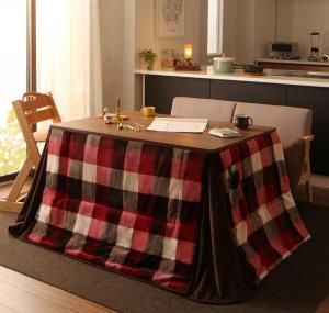 スーパSALE10倍＆4時間限定10％OFF こたつ用掛け布団 こたつ用敷き布団 チェック柄はっ水ダイニングこたつ掛け布団 4尺長方形(80×120cm)