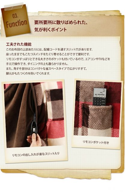 スーパSALE10倍＆4時間限定10％OFF こたつ用掛け布団 こたつ用敷き布団 チェック柄はっ水ダイニングこたつ掛け布団 4尺長方形(80×120cm)