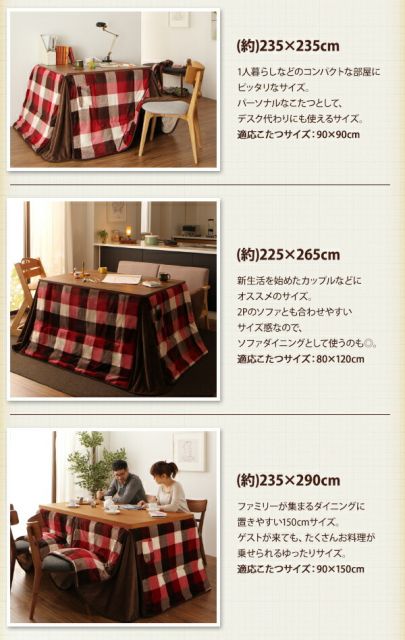 スーパSALE10倍＆4時間限定10％OFF こたつ用掛け布団 こたつ用敷き布団 チェック柄はっ水ダイニングこたつ掛け布団 5尺長方形(90×150cm)