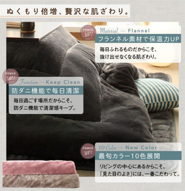 スーパSALE10倍＆4時間限定10％OFF こたつ こたつ布団 セット おしゃれ 北欧 長方形 120×80cm 掛敷セット 掛布団 敷布団 モダン かわいい 一人暮らし 防ダニ 洗える フランネル 2点セット 無地 ラグ もっとボリュームタイプ 4尺長方形(80×120cm)天板対応