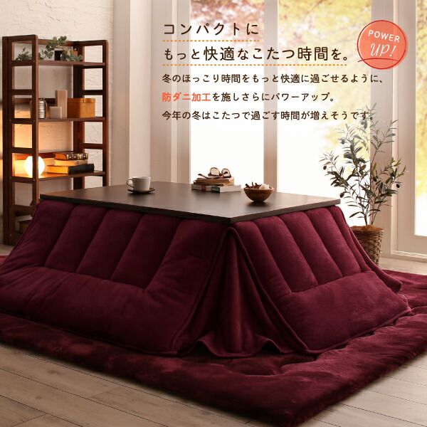 スーパSALE10倍＆4時間限定10％OFF こたつ布団セット ふんわりなめらか防ダニフランネル 「ダブルで暖か」省スペースこたつ掛け敷き布団2点セット 長方形(75×105cm)天板対応