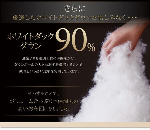 スーパSALE10倍＆4時間限定10％OFF 羽根布団 エクセルゴールドラベル ホワイトダックダウン90%羽毛掛布団 キング