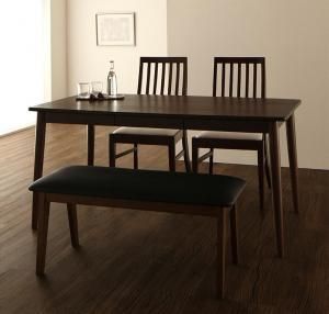 スーパSALE10倍＆4時間限定10％OFF ダイニングセット（テーブル&ベンチ チェア） ファミリー向け ハイバックチェアダイニング 4人 4点セット(テーブル+チェア2脚+ベンチ1脚) W150