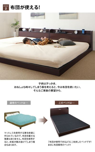 スーパSALE10倍＆4時間限定10％OFF 布団が使えるデザインローベッド スタンダードボンネルコイルマットレス付き ワイドK200