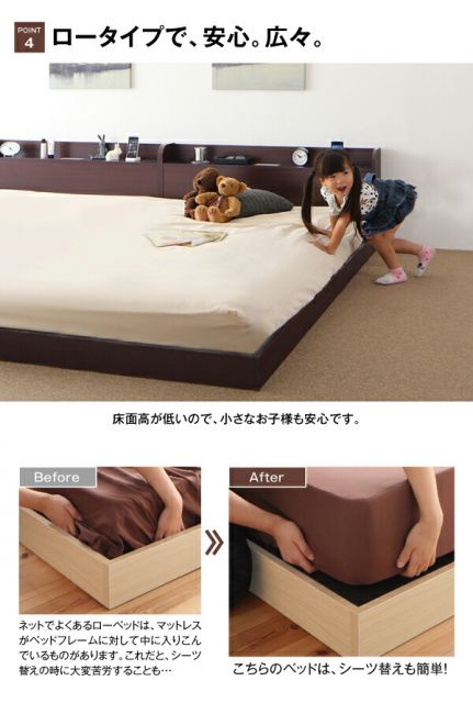 スーパSALE10倍＆4時間限定10％OFF 布団が使えるデザインローベッド スタンダードボンネルコイルマットレス付き ワイドK200