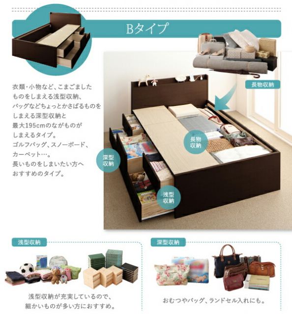 スーパSALE10倍＆4時間限定10％OFF お客様組立 大容量収納ファミリーチェストベッド ベッドフレームのみ B+B ワイドK200
