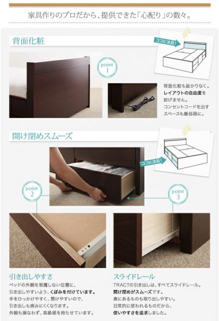 スーパSALE10倍＆4時間限定10％OFF お客様組立 大容量収納ファミリーチェストベッド ベッドフレームのみ A+C ワイドK240(SD×2)