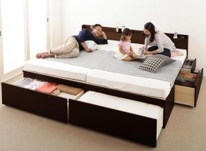 スーパSALE10倍＆4時間限定10％OFF お客様組立 大容量収納ファミリーチェストベッド 薄型スタンダードボンネルコイルマットレス付き C+C ワイドK200