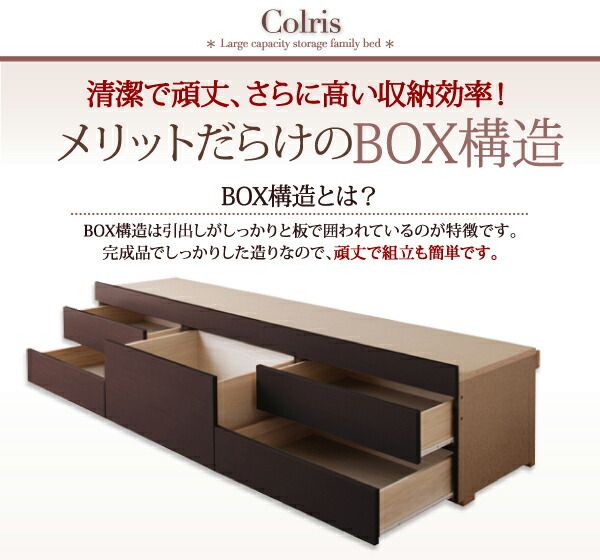 スーパSALE10倍＆4時間限定10％OFF お客様組立 国産大容量収納ファミリーチェストベッド ベッドフレームのみ ワイドK220(S+SD)