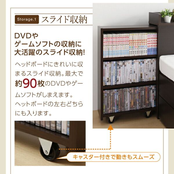 スーパSALE10倍＆4時間限定10％OFF ベッド 収納付きベッド マットレス付き 収納 収納付 収納ベッド コンセント付 大容量 収納ボックス 引き出し キャスター付き 収納家具 本棚 薄型プレミアムポケットコイルマットレス付 セミダブル レギュラー丈