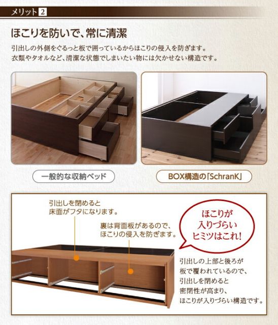 スーパSALE10倍＆4時間限定10％OFF シンプルデザイン_大容量チェストベッド 薄型スタンダードボンネルコイルマットレス付き セミダブル