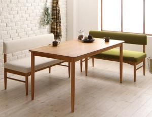 スーパSALE10倍＆4時間限定10％OFF 北欧スタイル カバーリングダイニング 4人 3点セット(テーブル+背付ベンチ2脚) W150
