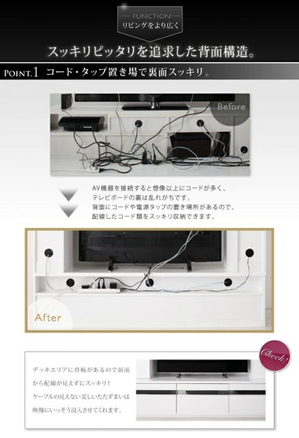 スーパSALE10倍＆4時間限定10％OFF テレビ台 ハイタイプ テレビボード TV台 50型 50インチ 42型 42インチ 大型テレビ 収納 ホワイト 白 黒 収納付き 棚 引き出し AVラック 鏡面 壁面 高級感