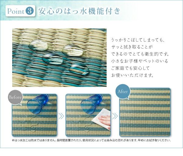 スーパSALE10倍＆4時間限定10％OFF 自然素材ラグ 小さくたためるウレタン入りはっ水い草ラグ 190×250cm